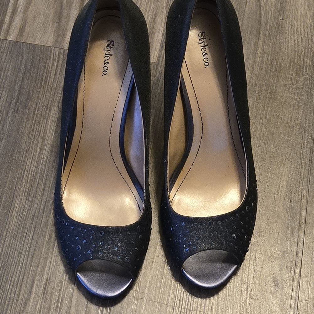 Style & Co. Black Peep Toe Heels